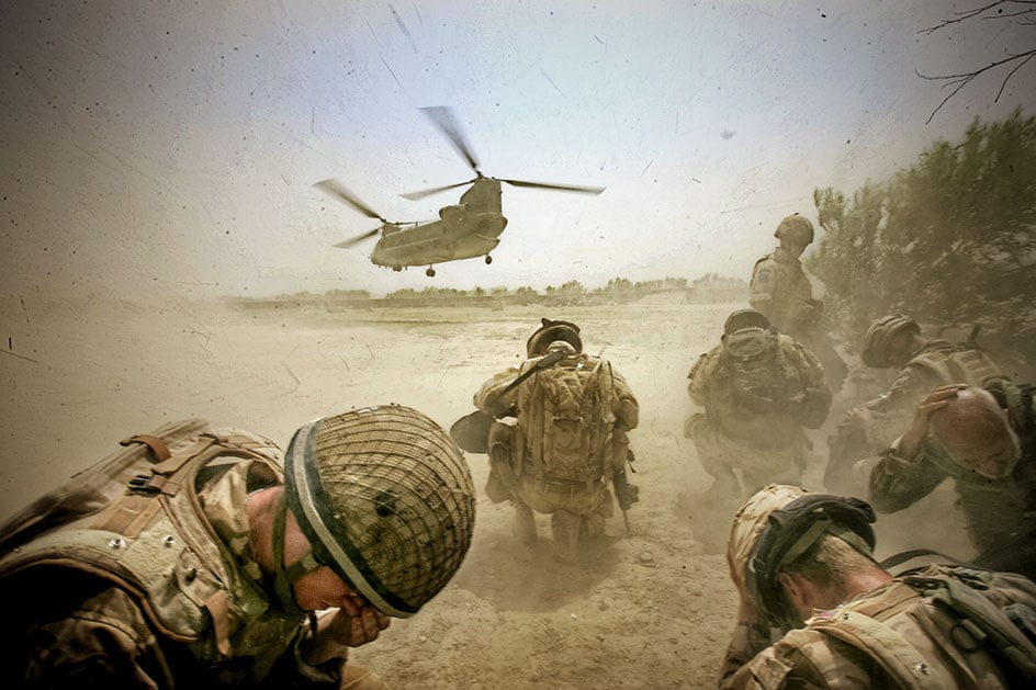 A Chinook re-supplies British troops in Afghanistan | Client: The Times